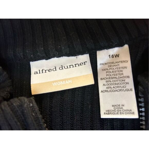 Alfred Dunn woman 16w zipper faux fur sweater vest black rn#19232 - Picture 7 of 8